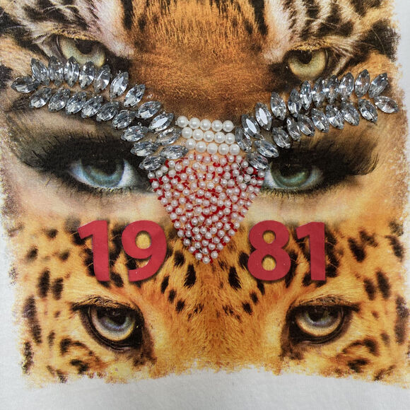 NEW GUESS WOMEN'S WHITE BEADED SHORT SLEEVE ROUND NECK PULLOVER T-SHIRT SIZE XL - Picture 6 of 13